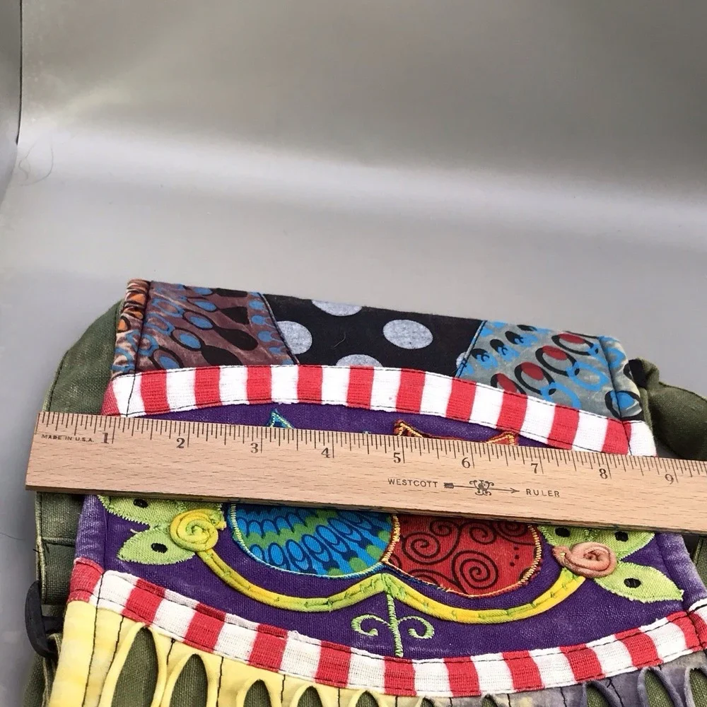 Rising‎ International Multicolored Patchwork Owl Crossbody Bag Purse Adj Strap